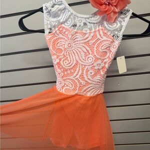 Revolution Kids Dance Costume in White and Orange